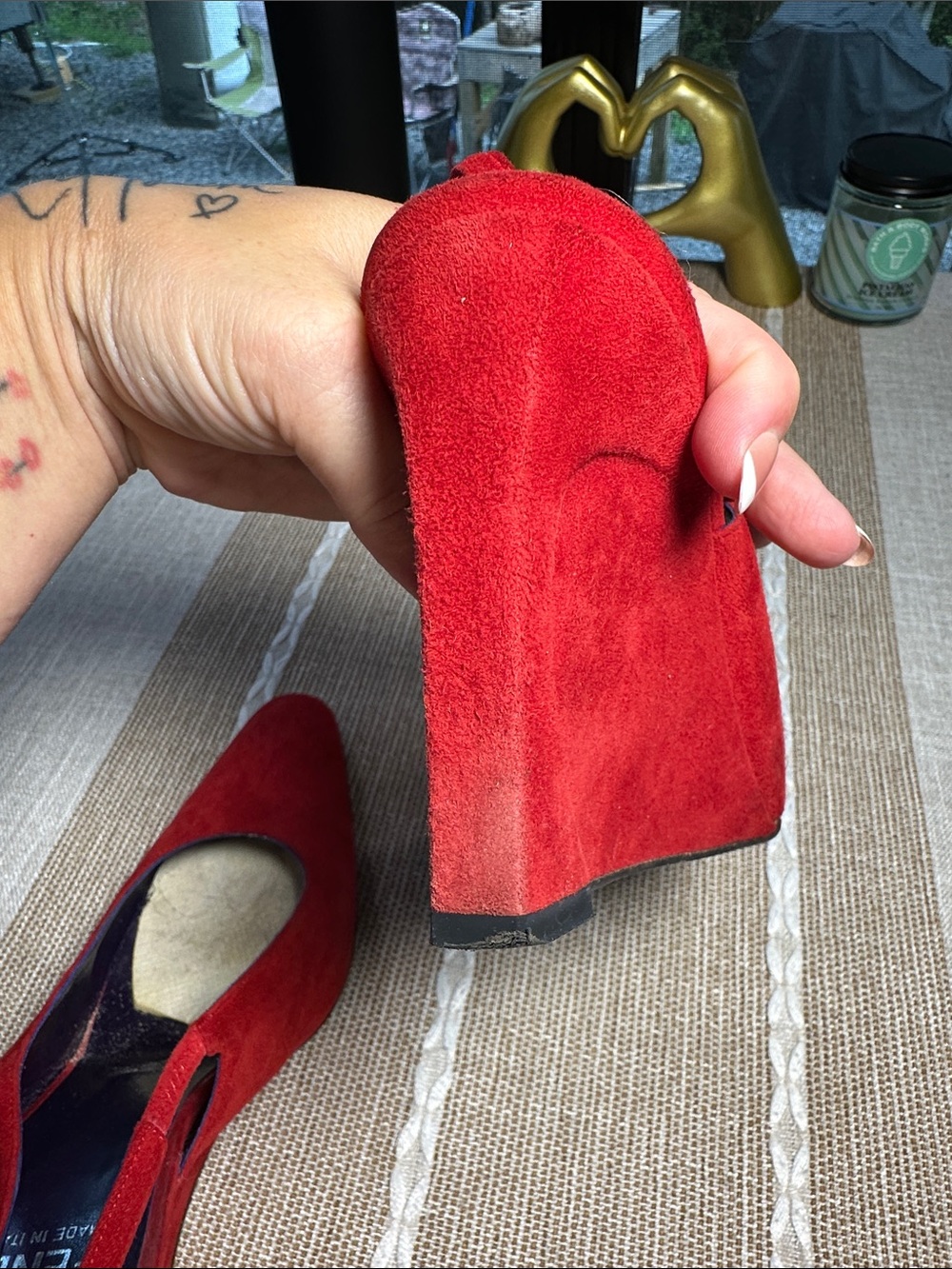 Fendi Red Suede Slingback Heels - Picture 7 of 12